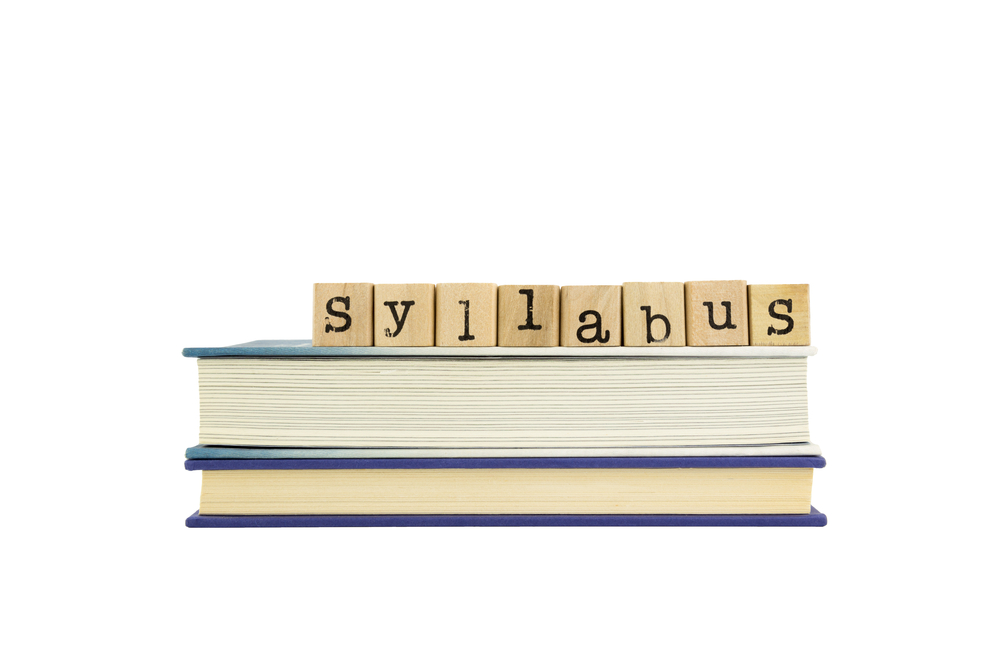 Syllabus word on wood stamps and books